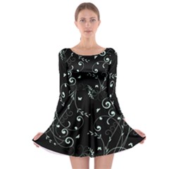 Floral Design Long Sleeve Skater Dress by ValentinaDesign