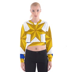 Star Yellow Blue Cropped Sweatshirt by Mariart