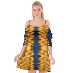 Plaid Blue Gold Wave Chevron Cutout Spaghetti Strap Chiffon Dress by Mariart