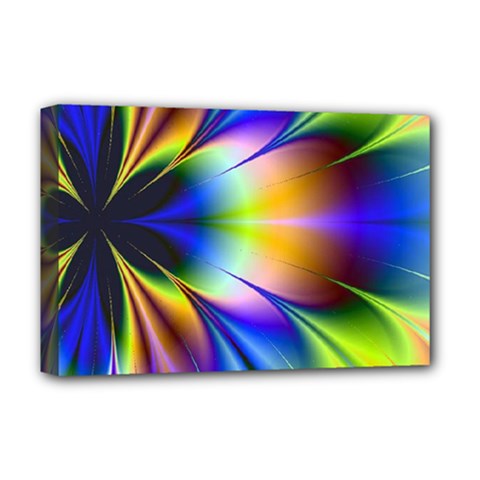 Bright Flower Fractal Star Floral Rainbow Deluxe Canvas 18  X 12   by Mariart