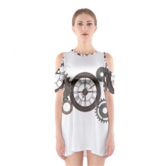 Hour Time Iron Shoulder Cutout One Piece by Mariart