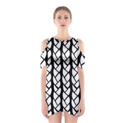 Ropes White Black Line Shoulder Cutout One Piece by Mariart