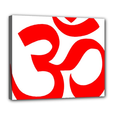 Hindu Om Symbol (red) Deluxe Canvas 24  X 20   by abbeyz71