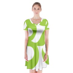 Hindu Om Symbol (lime Green) Short Sleeve V-neck Flare Dress by abbeyz71