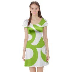 Hindu Om Symbol (lime Green) Short Sleeve Skater Dress by abbeyz71