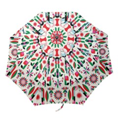 Abstract Peacock Folding Umbrellas by Nexatart