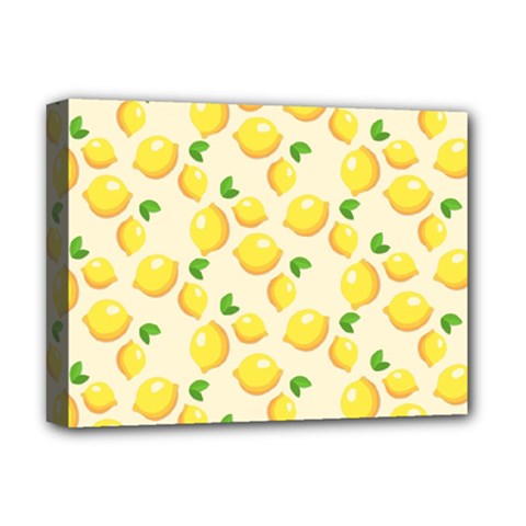 Lemons Pattern Deluxe Canvas 16  X 12   by Nexatart