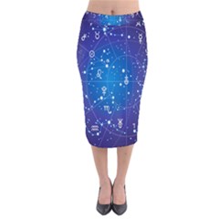 Astrology Illness Prediction Zodiac Star Velvet Midi Pencil Skirt by Mariart