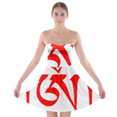 Tibetan Om Symbol (red) Strapless Bra Top Dress by abbeyz71