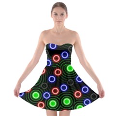 Neons Couleurs Circle Light Green Red Line Strapless Bra Top Dress by Mariart
