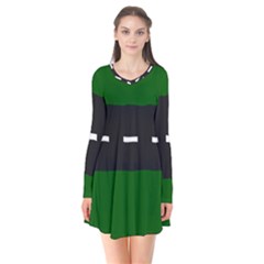 Road Street Green Black White Line Flare Dress by Mariart