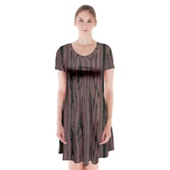 Grain Woody Texture Seamless Pattern Short Sleeve V-neck Flare Dress by Nexatart