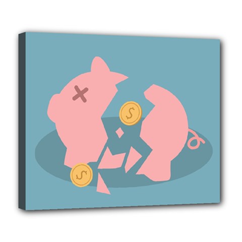 Coins Pink Coins Piggy Bank Dollars Money Tubes Deluxe Canvas 24  X 20   by Mariart
