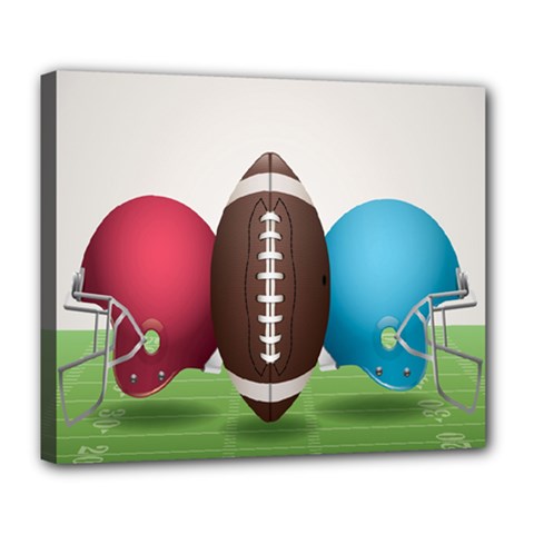 Helmet Ball Football America Sport Red Brown Blue Green Deluxe Canvas 24  X 20   by Mariart