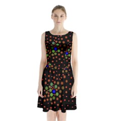 Molecular Chemistry Of Mathematical Physics Small Army Circle Sleeveless Waist Tie Chiffon Dress by Mariart