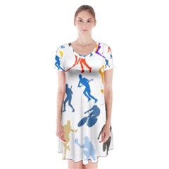 Sport Player Playing Short Sleeve V-neck Flare Dress by Mariart