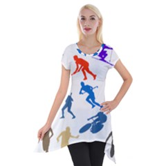 Sport Player Playing Short Sleeve Side Drop Tunic by Mariart