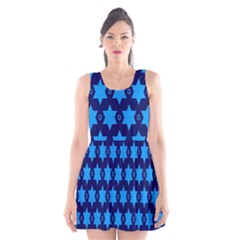 Star Blue Space Wave Chevron Sky Scoop Neck Skater Dress by Mariart