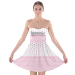 Love Polka Dot White Pink Line Strapless Bra Top Dress by Mariart