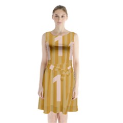 Number 1 Line Vertical Yellow Pink Orange Wave Chevron Sleeveless Waist Tie Chiffon Dress by Mariart