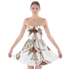 Floral Spray Gold And Red Pretty Strapless Bra Top Dress by Nexatart