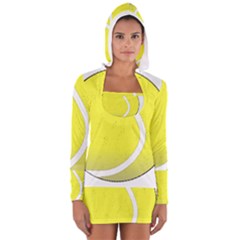 Tennis Ball Ball Sport Fitness Women s Long Sleeve Hooded T-shirt by Nexatart