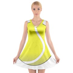 Tennis Ball Ball Sport Fitness V-neck Sleeveless Skater Dress by Nexatart