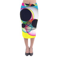Apollonius Color Multi Circle Polkadot Velvet Midi Pencil Skirt by Mariart