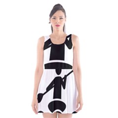 Cropped Kayak Graphic Race Paddle Black Water Sea Wave Beach Scoop Neck Skater Dress by Mariart