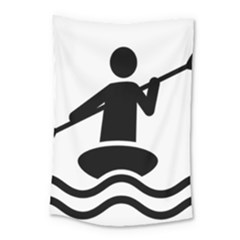 Cropped Kayak Graphic Race Paddle Black Water Sea Wave Beach Small Tapestry by Mariart