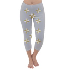 Syrface Flower Floral Gold White Space Star Capri Winter Leggings  by Mariart