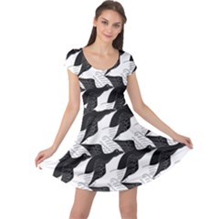 Swan Black Animals Fly Cap Sleeve Dresses by Mariart