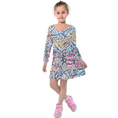 Colorful Paint        Kids  Long Sleeve Velvet Dress by LalyLauraFLM