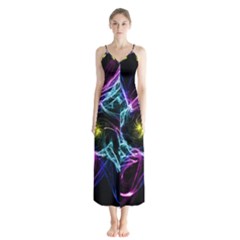 Abstract Art Color Design Lines Chiffon Maxi Dress by Nexatart