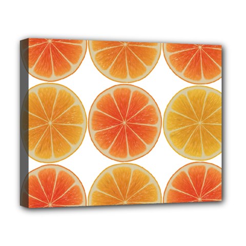 Orange Discs Orange Slices Fruit Deluxe Canvas 20  X 16   by Nexatart