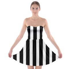 Black White Line Vertical Strapless Bra Top Dress by Mariart