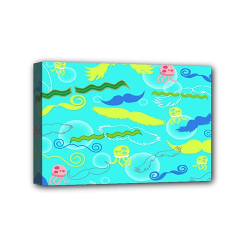 Mustache Jellyfish Blue Water Sea Beack Swim Blue Mini Canvas 6  X 4  by Mariart