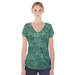 Flamingo Pattern Short Sleeve Front Detail Top by ValentinaDesign