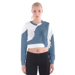 Blue White Hill Cropped Sweatshirt by Mariart