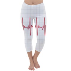 Cardiogram Vary Heart Rate Perform Line Red Plaid Wave Waves Chevron Capri Winter Leggings  by Mariart