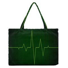 Heart Rate Green Line Light Healty Medium Zipper Tote Bag by Mariart