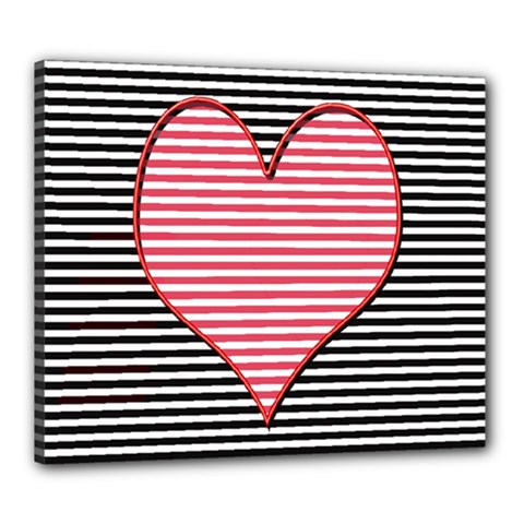 Heart Stripes Symbol Striped Canvas 24  X 20  by Nexatart