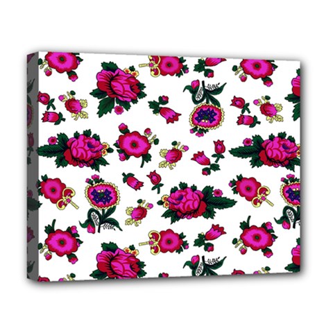 Crown Red Flower Floral Calm Rose Sunflower White Deluxe Canvas 20  X 16   by Mariart