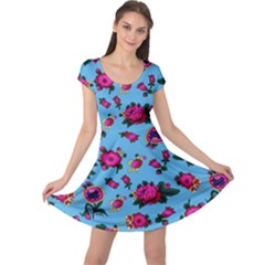 Crown Red Flower Floral Calm Rose Sunflower Cap Sleeve Dresses by Mariart