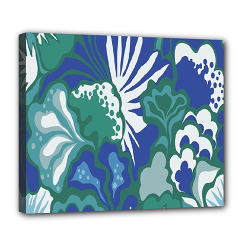 Tropics Leaf Bluegreen Deluxe Canvas 24  X 20   by Mariart