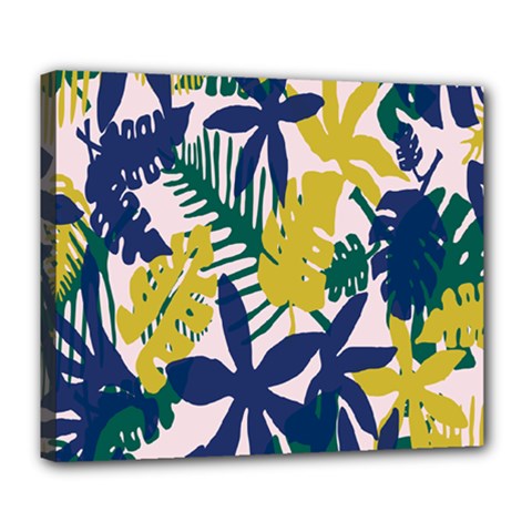 Tropics Leaf Yellow Green Blue Deluxe Canvas 24  X 20   by Mariart