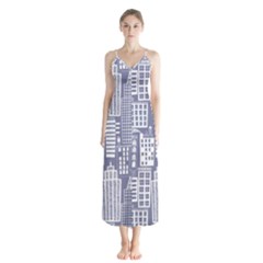 Building Citi Town Cityscape Button Up Chiffon Maxi Dress by Mariart