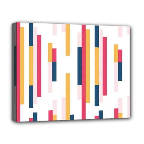 Geometric Line Vertical Rainbow Deluxe Canvas 20  X 16   by Mariart