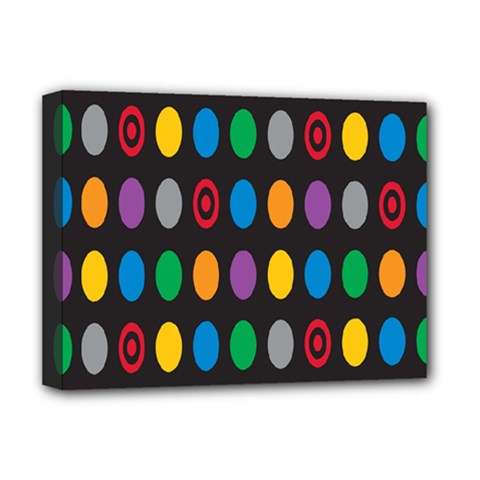 Polka Dots Rainbow Circle Deluxe Canvas 16  X 12   by Mariart