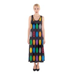Polka Dots Rainbow Circle Sleeveless Maxi Dress by Mariart
